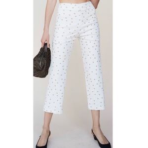 LPA Polka Dot Flare High Rise Cropped Pants Medium
